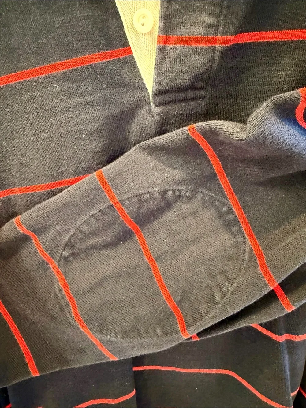 J. Crew Navy Rugby Polo with Red Stripes and White Collar